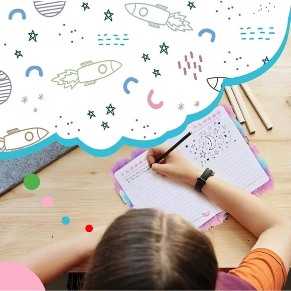 Girls White Fuzzy Unicorn Plush Notebook For Magical Adventures, - Great… - Picture 6 of 6